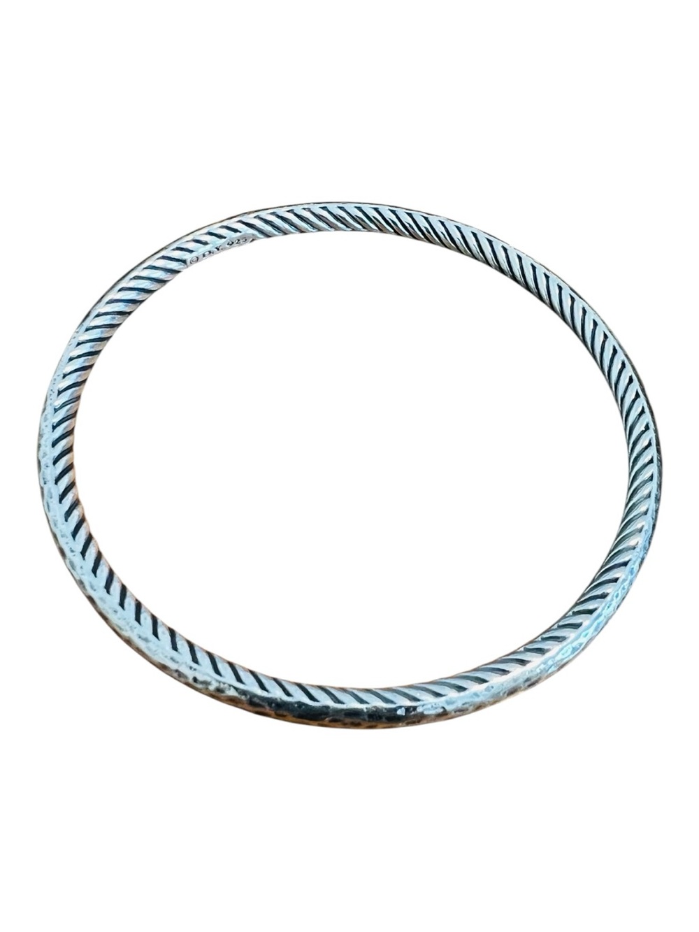 David Yurman Sterling Silver Cable Hammered Bangle Bracelet 8” 23.9g